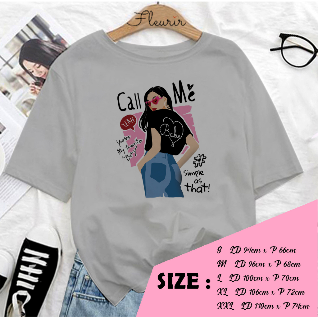 FLEURIR - COD KAOS WANITA PRIA REMAJA DEWASA UNISEX TSHIRT JUMBO OOTD LENGAN PENDEK OVERSIZE CALL ME