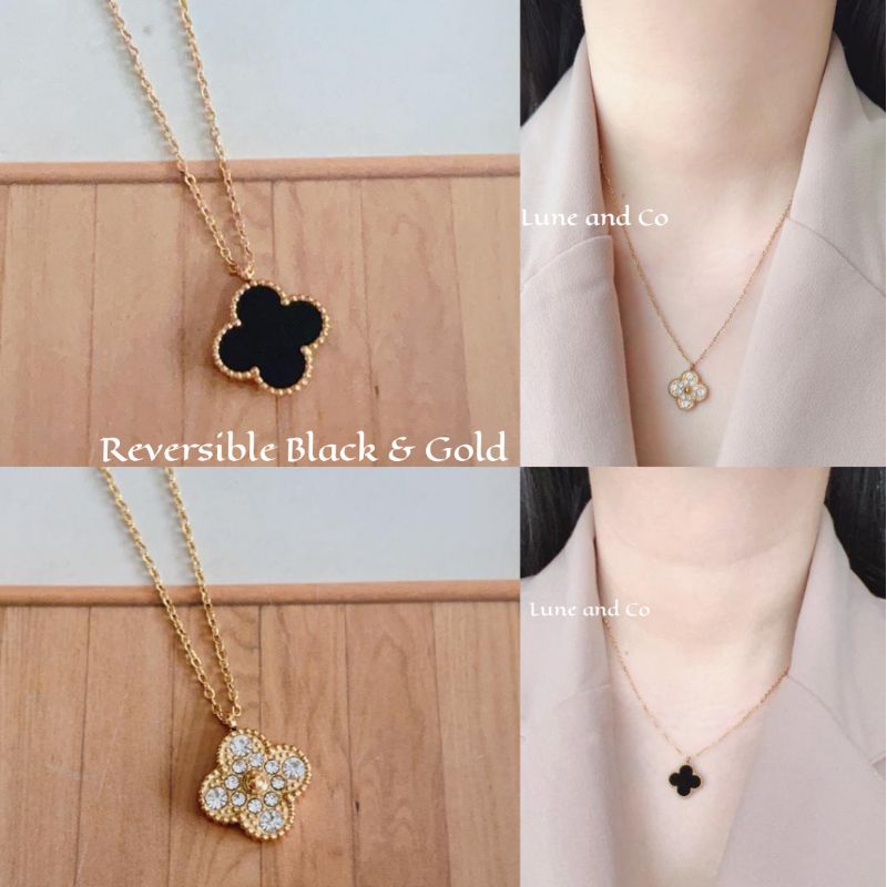 Kalung Clover Reversible Black&amp;Gold KS233