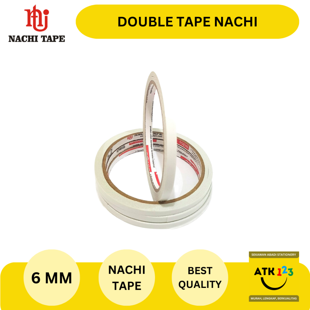 Isolasi Double Tape / Isolasi Bolak Balik Nachi 6 mm x 10 yards