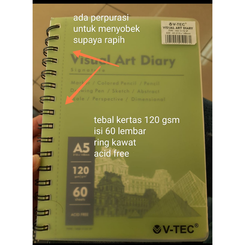 

buku visual art diary A4 vtec scetch book 60 lembar 120 gsm ring kawat