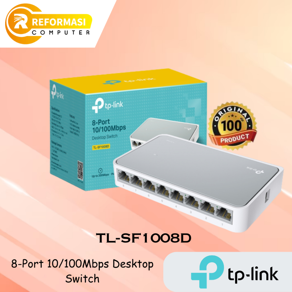 TP-LINK TL-SF1008D : TPLink 8 Port 10/100Mbps Desktop Switch Hub