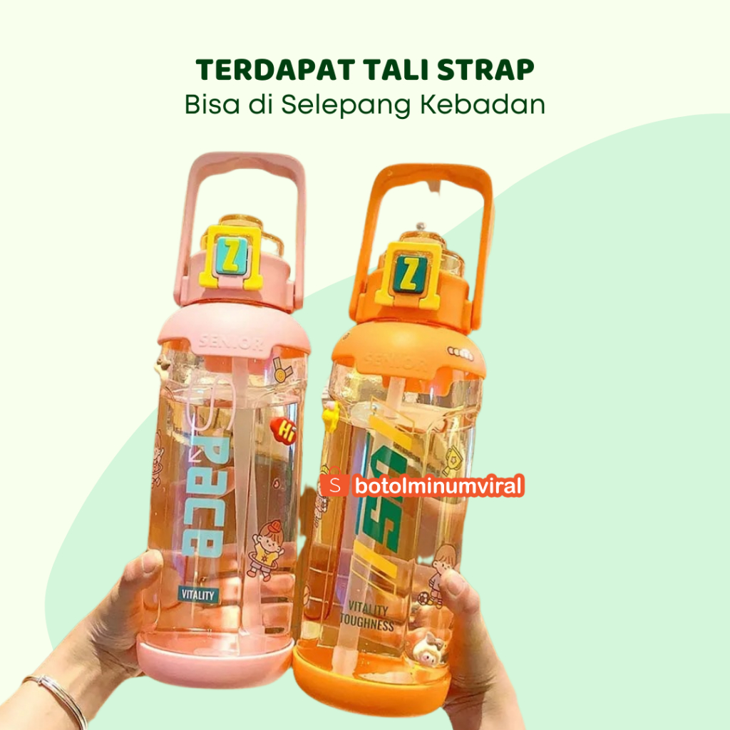 Botol Minum Viral 2L Aesthetic Bening Anti Tumpah Free Sticker 2D 3D