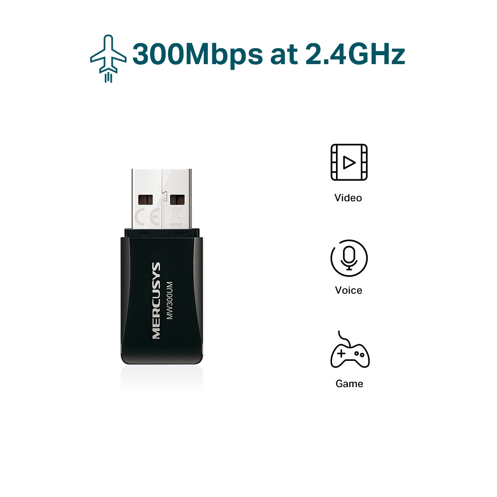 Mercusys MW300UM N300 USB Mini Wireless Adapter