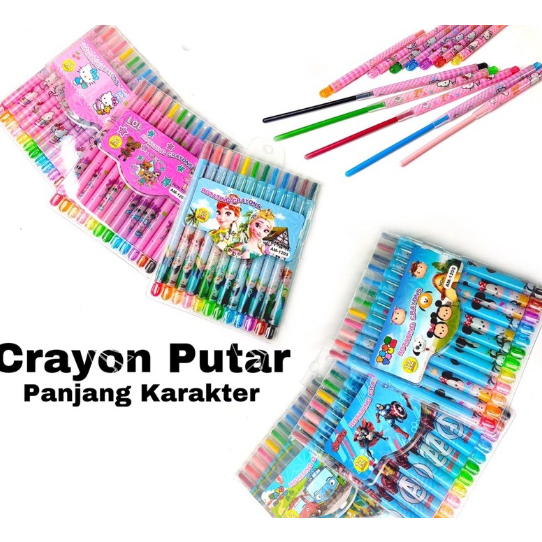 Rolling CRAYON PUTAR Krayon Alat Pensil Warna karakter oil pastel 12 warna stationary