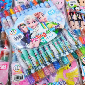 Rolling CRAYON PUTAR Krayon Alat Pensil Warna karakter oil pastel 12 warna stationary