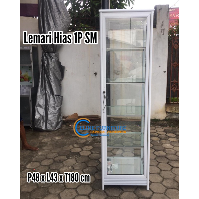 Lemari Hias 1 Pintu Aluminium Kaca