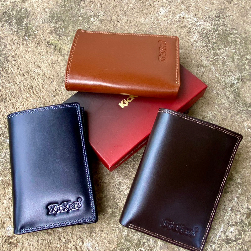 Dompet Pria Kulit Asli 3/4 Embos Kickers - Tanpa Kain Furing