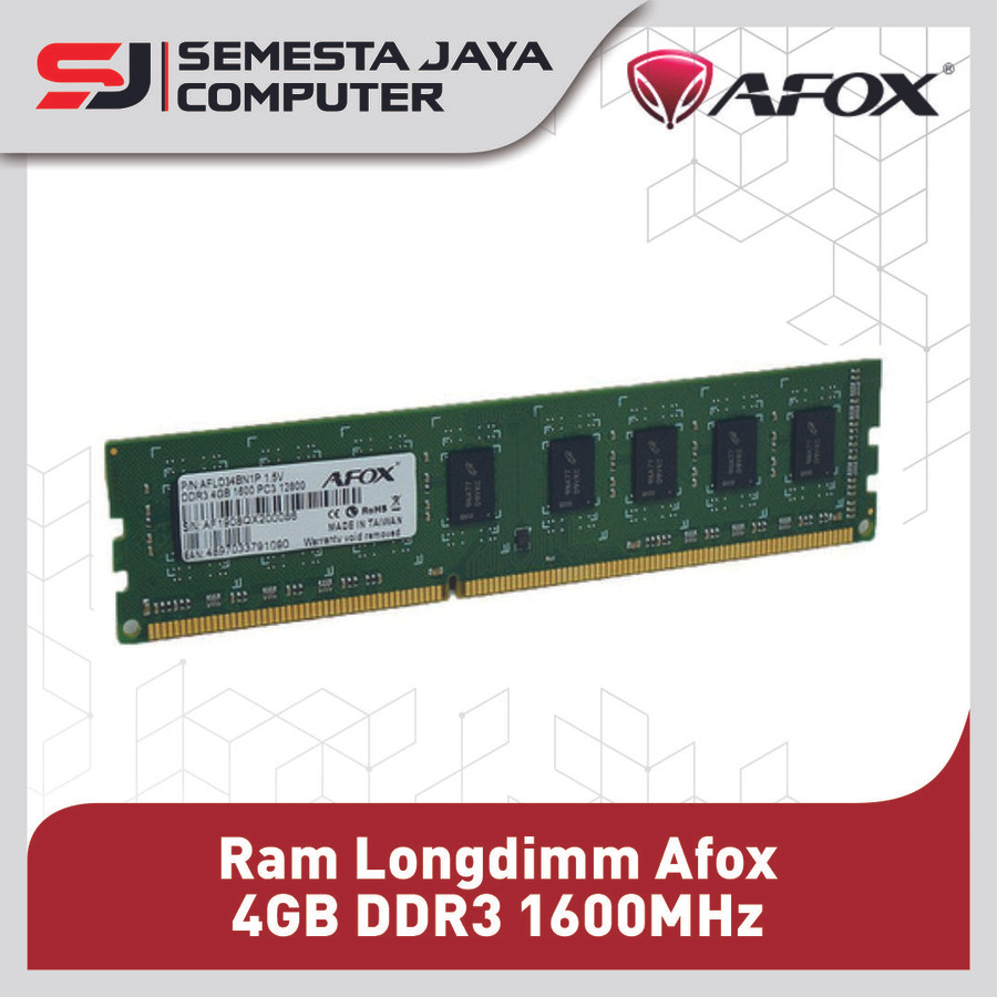 Memory / Ram Longdimm Afox 4GB DDR3 1600MHz PC12800