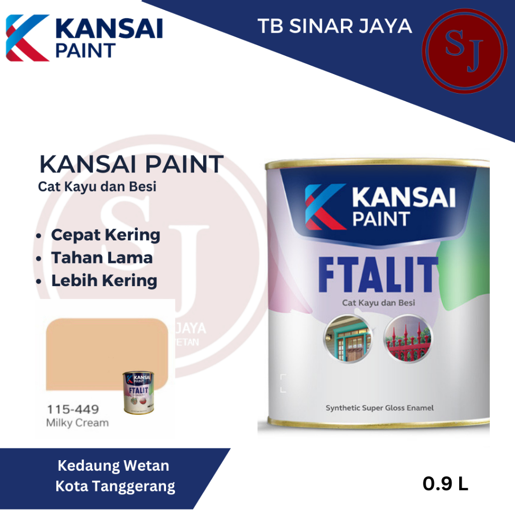 Cat Kayu dan Besi Kansai Paint Ftalit Warna Glos 1KG  115 - 449 Milky Cream