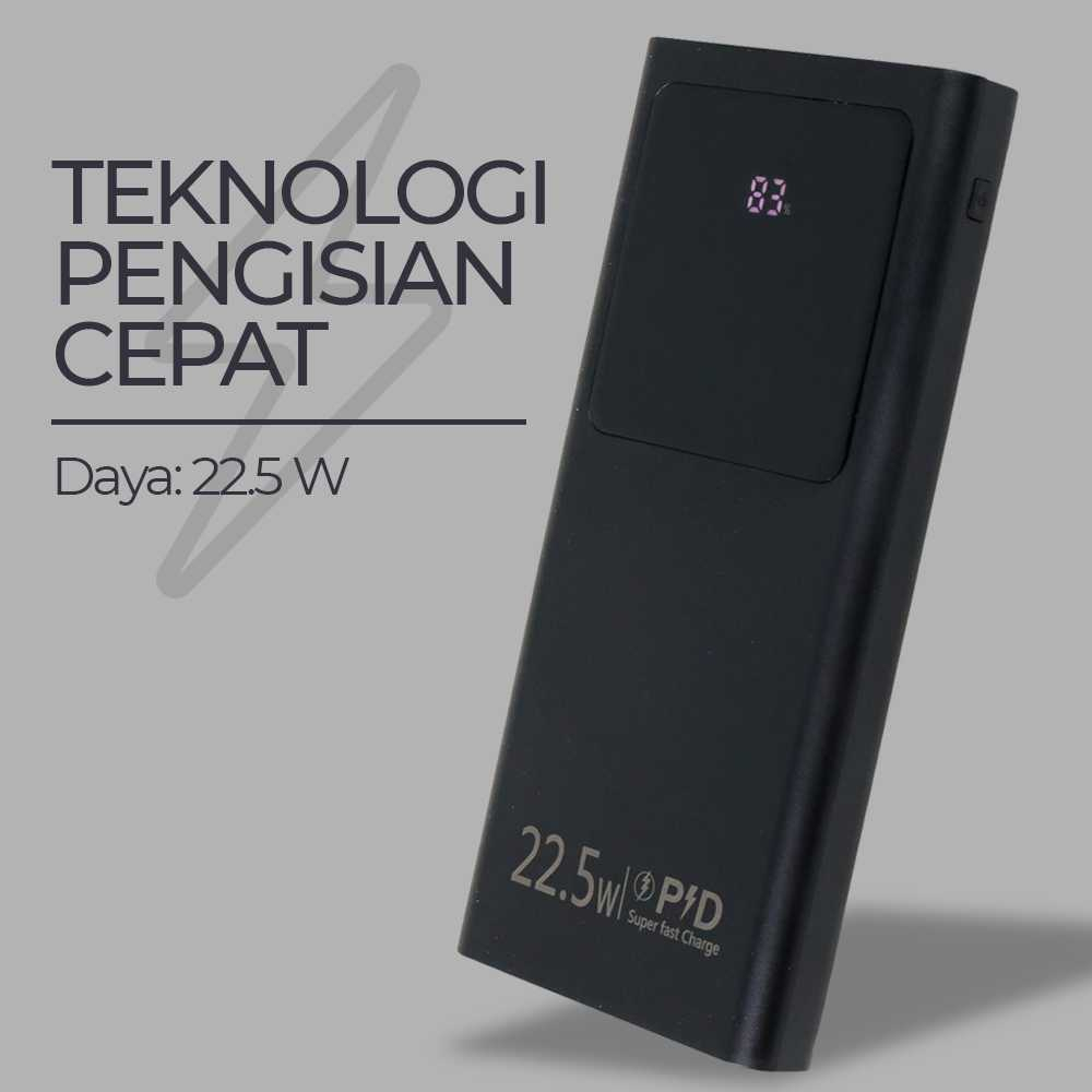 Power Bank Fast Charging LED Light USB Output 22.5W 10000mAh Powerbank Isi Daya Smartphone Tablet Cepat Berkualitas