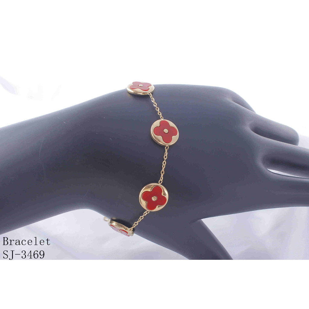 Gelang Titanium Permata Hitam Dan Putih Perhiasan Fashion 3469