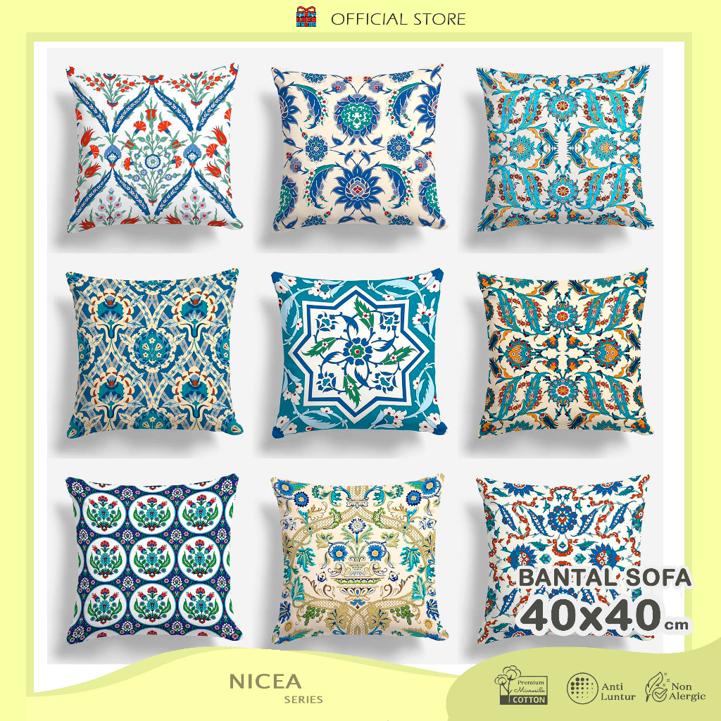 Bantal Sofa Print Motif Abstrak Nicea Turkish 40x40 cm