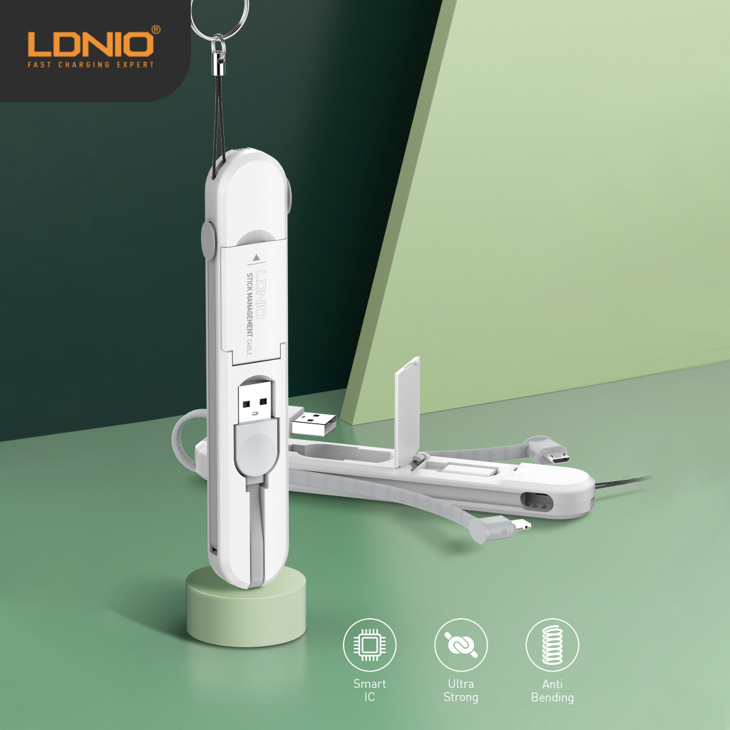 LDNIO LC130 KABEL DATA CHARGER USB 3 IN 1 FAST CHARGER 3.8A DATA CABLE