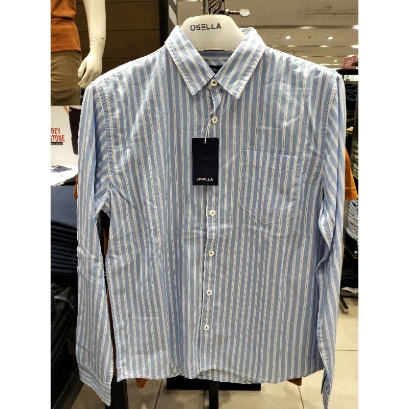 Osella Baju Kemeja Pria Lengan Panjang Stripe