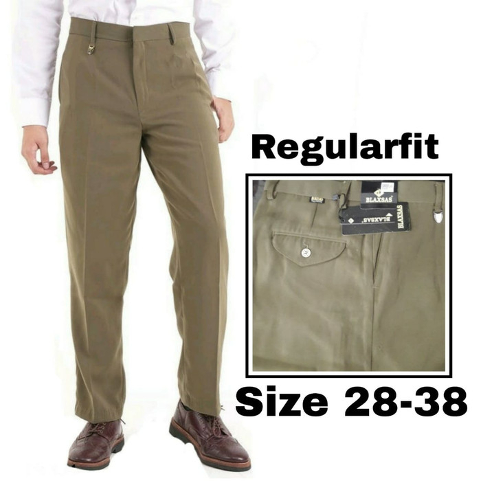 Lesta Langgeng Celana Formal Pria Dewasa Standard Bahan Kain High Teflon Warna Krem Polos 27-44