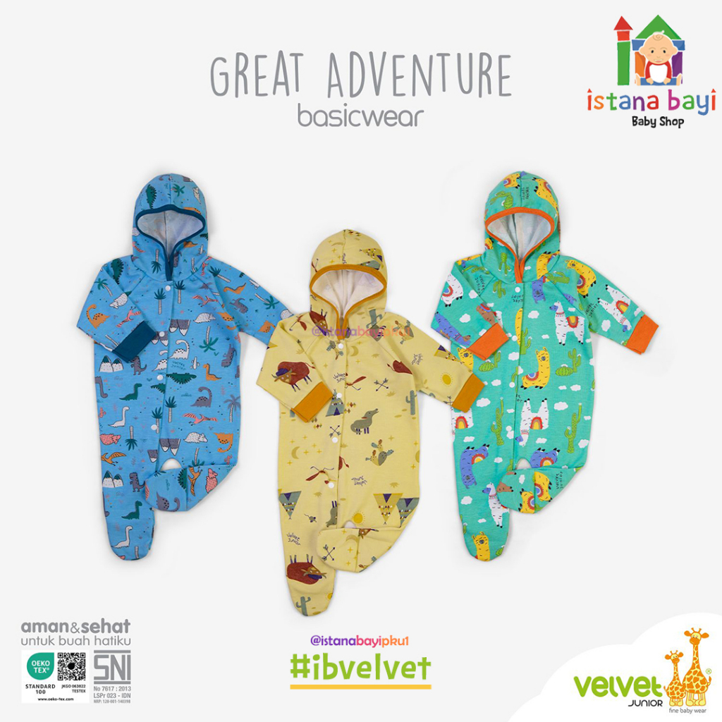 Velvet Junior GREAT ADVENTURE Jumsuit Topi - Velvet Jumsuit Bayi/Jumper bayi/Jumper anak