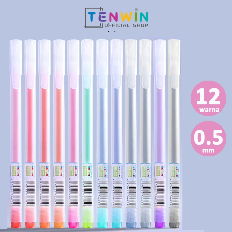 

Pulpen/Gelpen 12 Warna Needle Tip 0.5mm -Tenwin