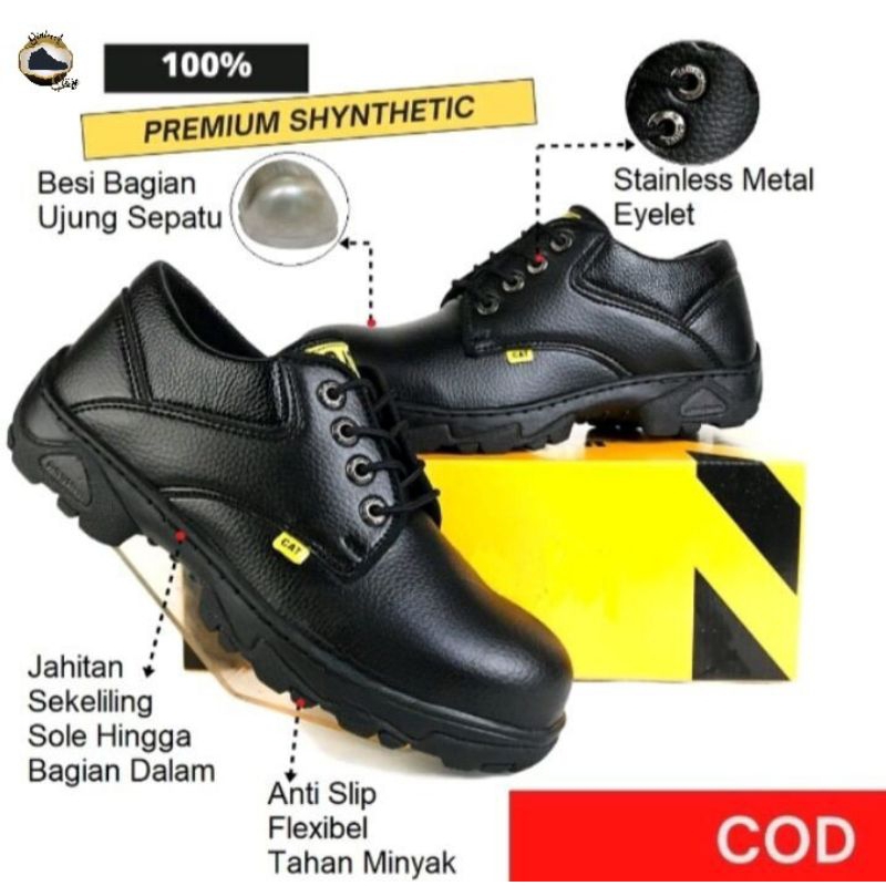 SEPATU SAFETY PENDEK PRIA UJUNG BESI KERJA LAPANGAN PROYEK HITAM