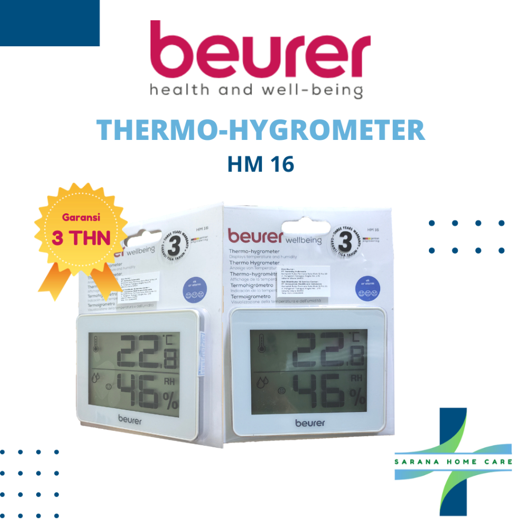 BEURER Thermo-Hygrometer/alat pengukur suhu ruangan/termometer meja/desk thermo