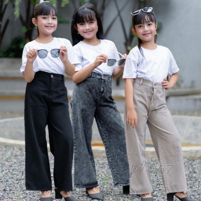 Mozza kids cullote jeans Kulot Panjang Anak Perempuan//celana Jeans Bordir Usia  7-12tahun