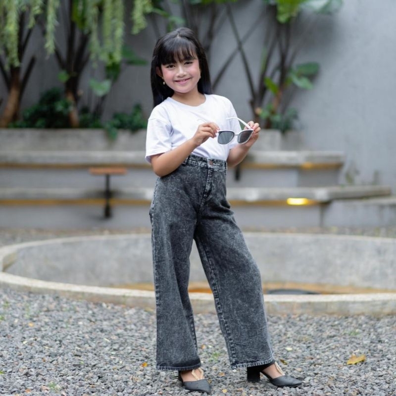 Mozza kids cullote jeans Kulot Panjang Anak Perempuan//celana Jeans Bordir Usia  7-12tahun