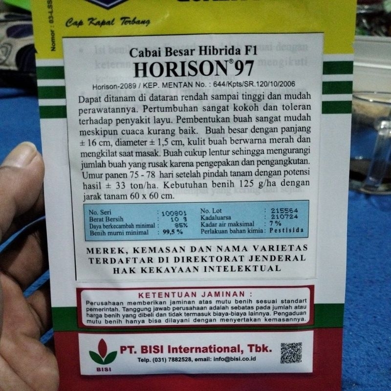 Cabe Horison 97 F1 Cabe Besar 10gr Hibrida Original Cap Kapal Terbang