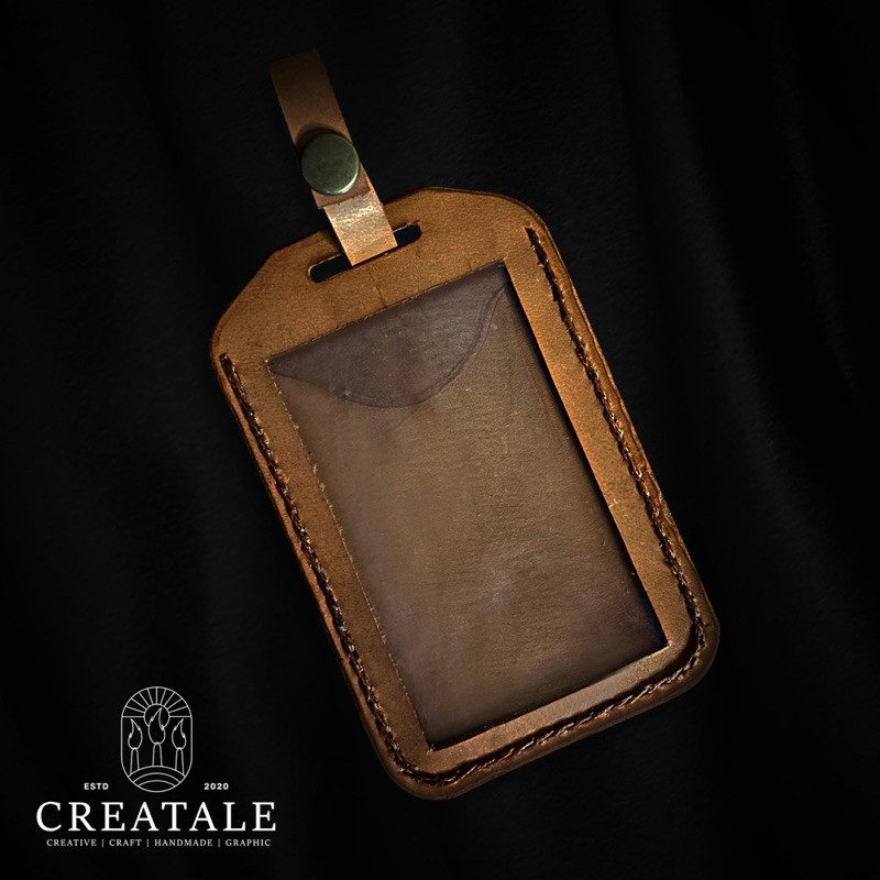 

CREATALE.ID - CREATALE - ID Card Holder Kulit Sapi asli Vegetable Tanned, Vegtan, Genuine Leather ID Card Case, Bolak-Balik Anti Air dengan Pelindung Plastik, Handcraft, Handmade