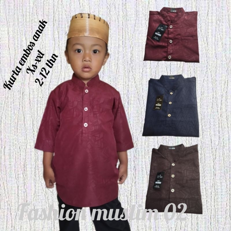 kurta embos anak/koko Pakistan anak 3/4