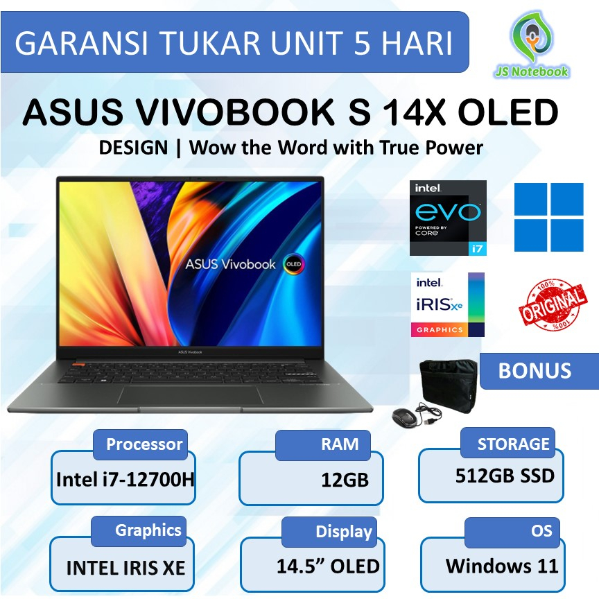 Asus Vivobook S 14X OLED S5402 Core i7-12700H 16GB 1TB SSD Win11