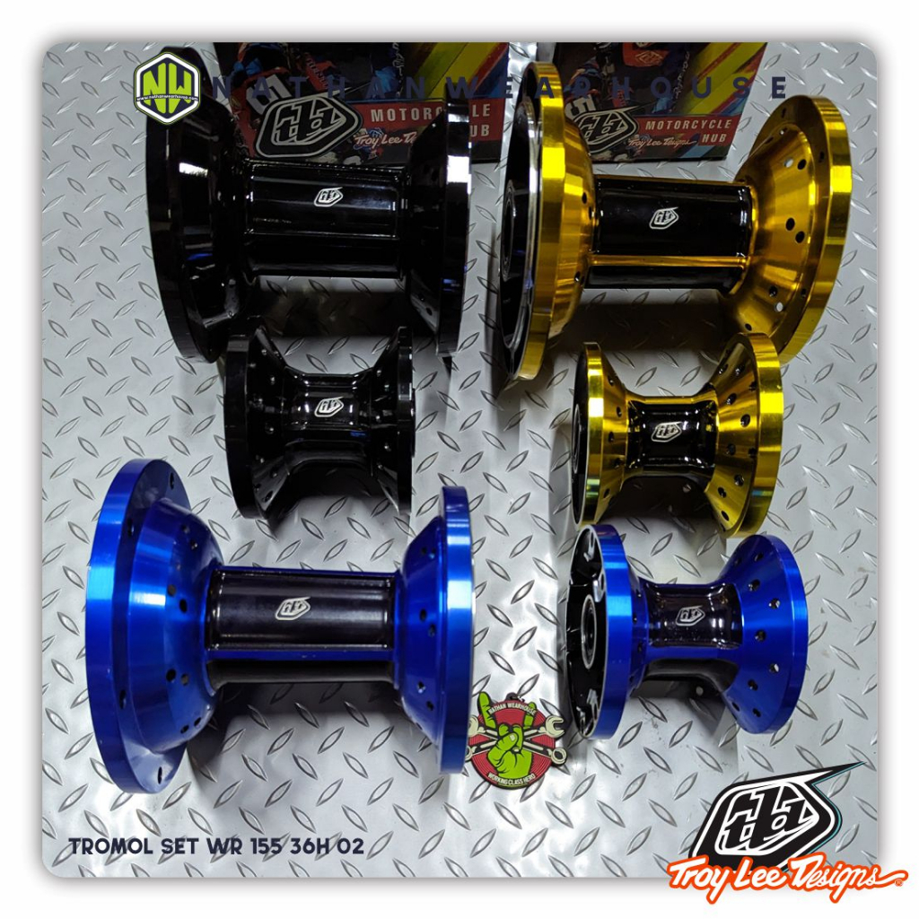 Tromol Set WR 155 36H Depan Belakang 2 tone Double Bearing Black Blue Gold TLD