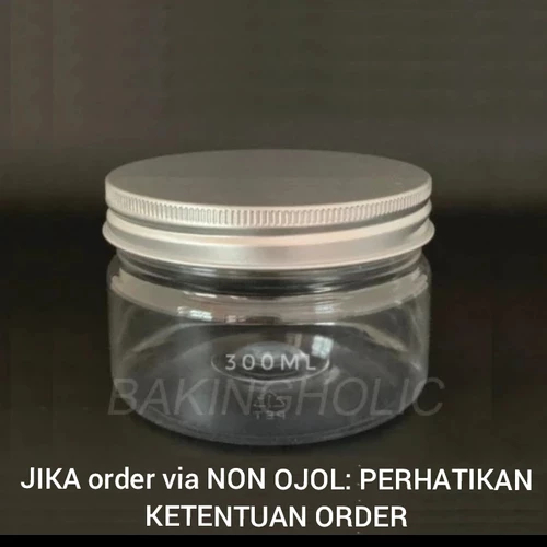 Toples Tabung Silinder - Toples Jar Plastik 300 ml Tutup ALUMINIUM