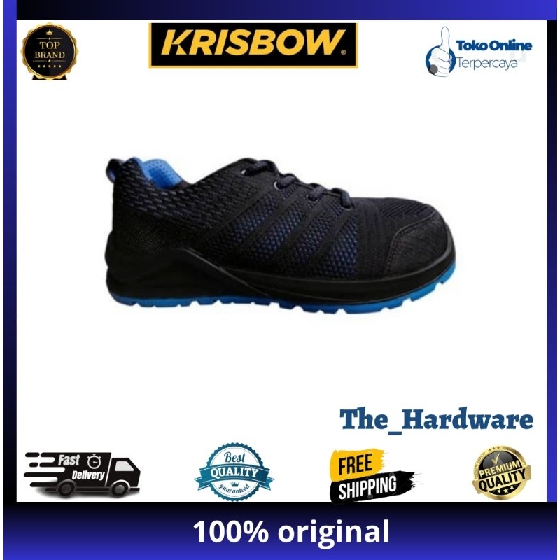 Krisbow Sepatu Pengaman Auxo Ukuran 39 - Hitam/biru / sepatu pengaman sizs 39-45