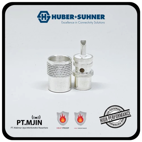 Konektor UHF (PL259) male rg8 Silver plated dengan isolator teflon asli hubersuhner