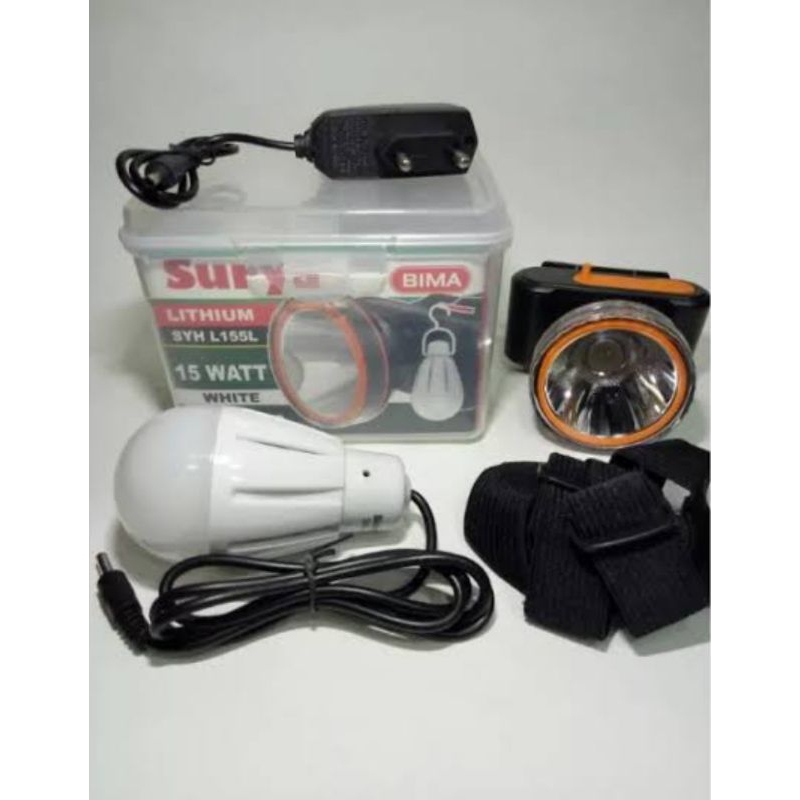 SENTER KEPALA SURYA 15WATT L155L BONUS LAMPU LED