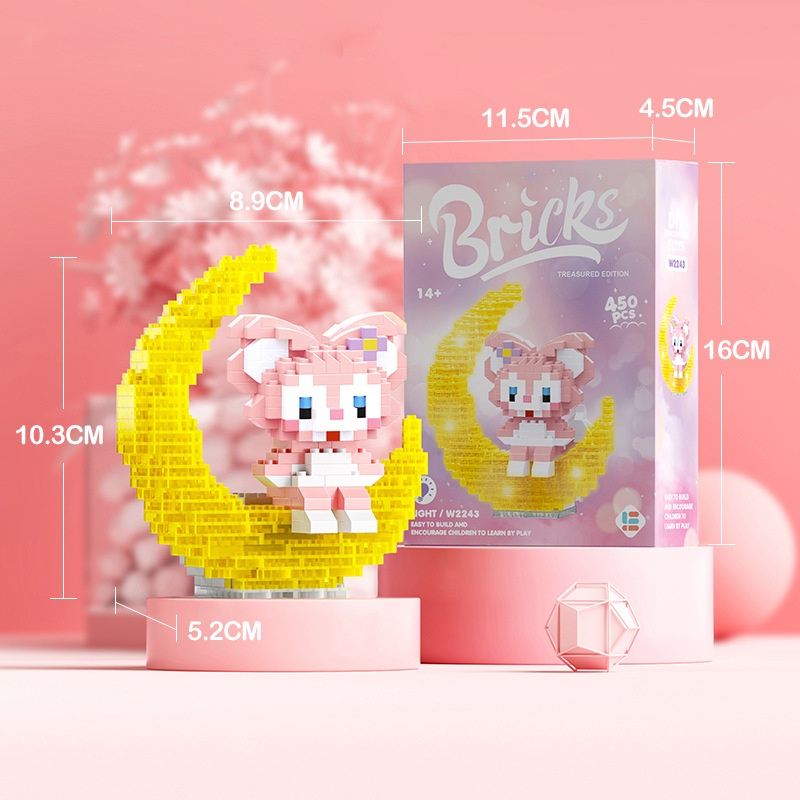 (Bisa Bersinar) Nano Block Model Bulan Balok Susun Mainan Bangunan 3D Puzzle Brick Mini