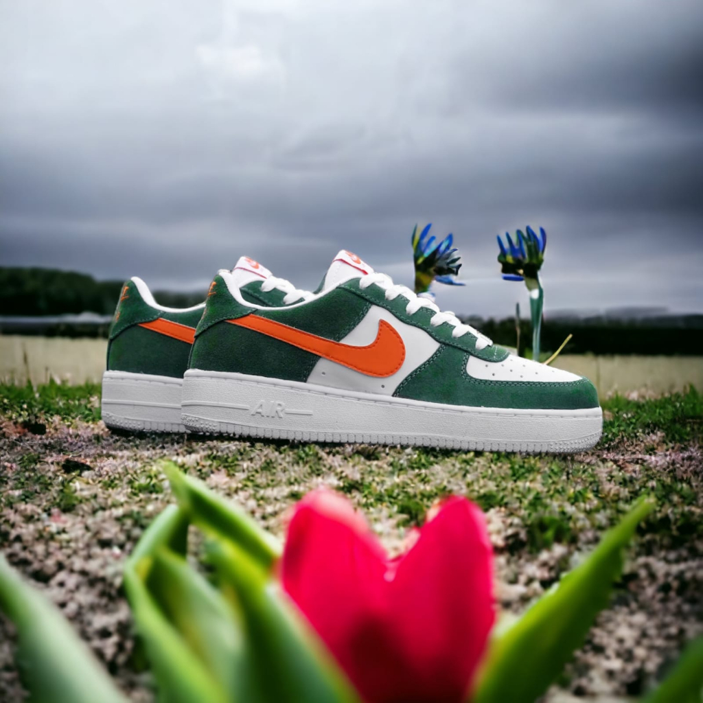 SEPATU NIKE AIR FORCE GREEN WHITE ORANGE ORIGINAL