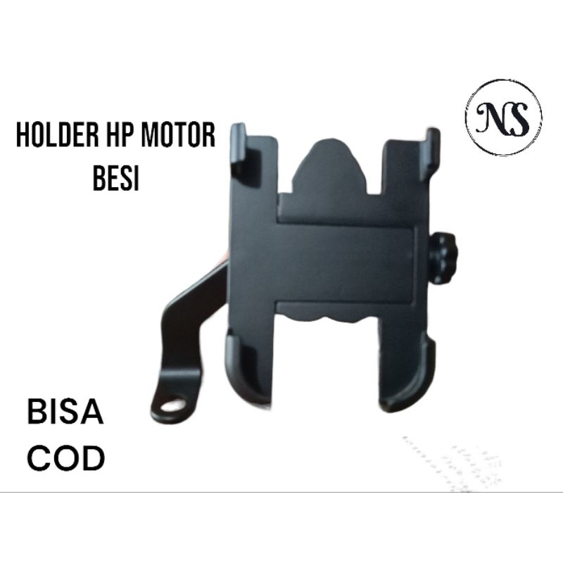 Holder hp motor full besi alumunium di spion universal