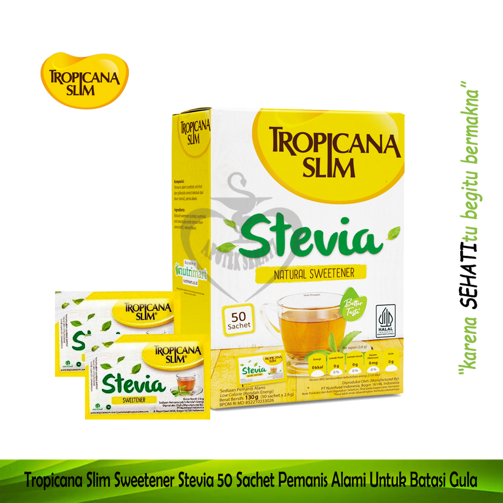Tropicana Slim Sweetener Stevia 50 Sachet Pemanis Alami Nol Kalori