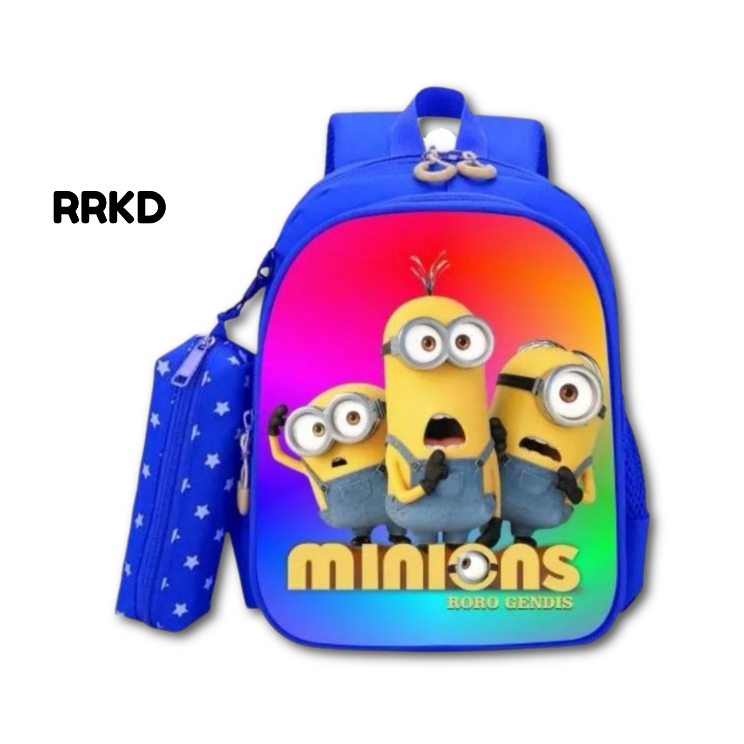 Tas minions ransel sekolah anak paud tk sd karakter kartun laki laki perempuan gambar printing anti air