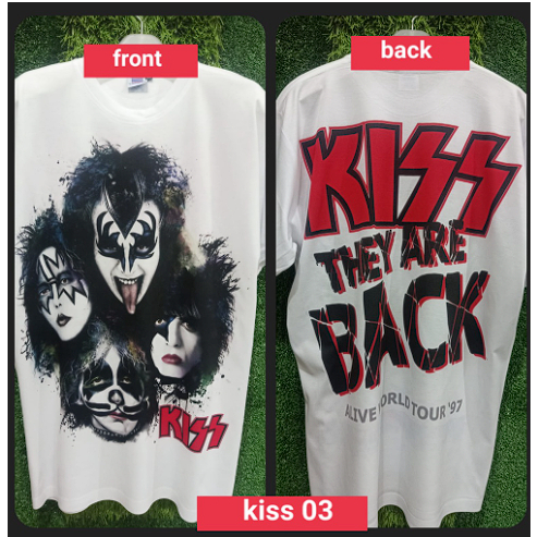 kaos band music kiss vintage full print bootleg thailand murah