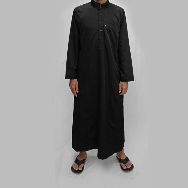 JUBAH GAMIS POLOS HITAM PRIA