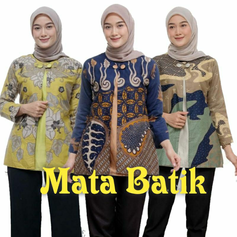 Baju Batik Wanita Modern M L XL XXL Jumbo Atasan Batik Kerja Wanita Kantor Blouse Batik Seragam Batik Modern