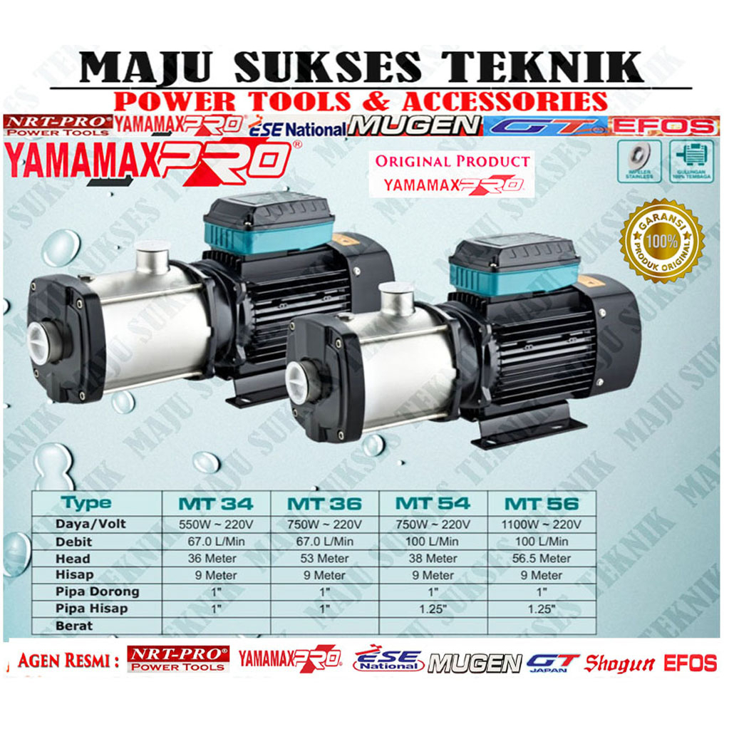 YAMAMAX PRO MT 36 Pompa Air Booster Pump 1 Inch / Pompa Distribusi 1Inch /  Pompa Air Bersih Stainle
