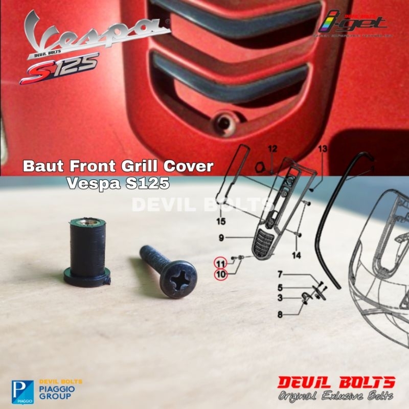 Baut Dasi Depan Bawah Vespa S125 Baut Cover Dasi Grill Vespa