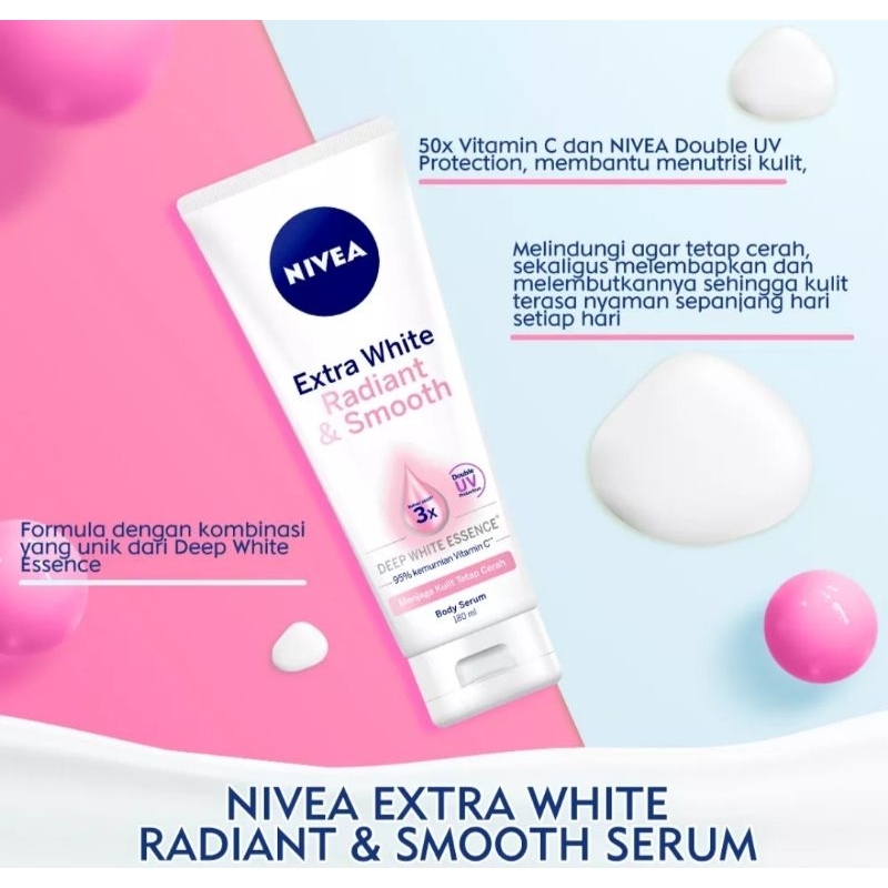 Nivea Body Serum Extra White Care &amp; protect / Radiant &amp; smooth / Night Nourish 180ml