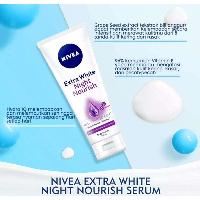 Nivea Body Serum Extra White Care &amp; protect / Radiant &amp; smooth / Night Nourish 180ml