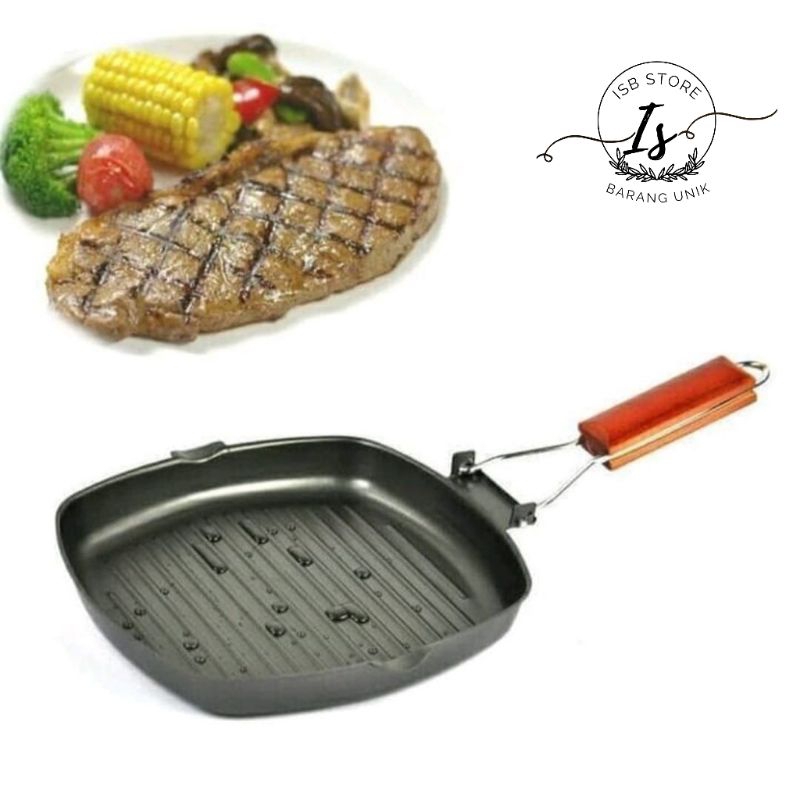 Panci PANGGANG SQUARE GRILL PAN Foldable 20CM / Wajan BBQ Anti Lengket