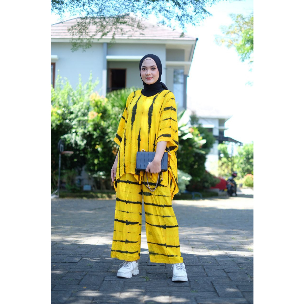 SETELAN WAKA HITAM KUNING ONE SET WAKAWAKA RAYON PREMIUN JUMBO TERBARU TERLARIS