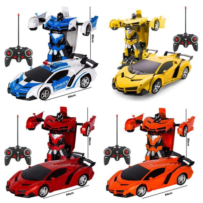 RC THE CHARIOTS Transformer Mobil Polisi 1: 18 Remote Control Car Remot kontrol Robot Baterai Cas 2 in1 Dengan Lampu 921-3