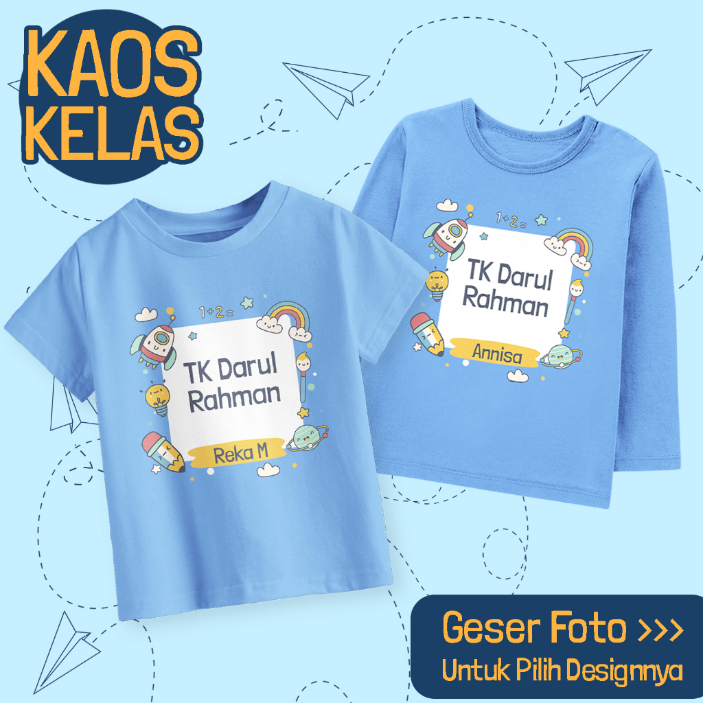 Kaos Custom Nama Paud TK Anak Dan Dewasa Lengan Pendek Panjang Kaos Kelas Couple